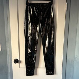 Black vinyl pants